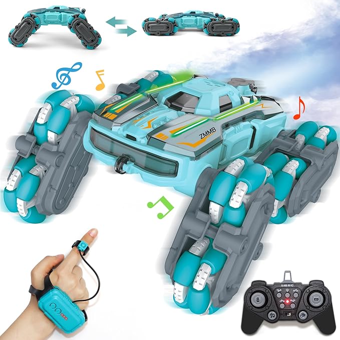 8 Wheel RC Stunt Car with Gesture Control Spray &amp LED Lights Double-Sided Off-Road Vehicle for Boys &amp Girls Ages 6-14 Ideal Christmas &amp Birthday Gift