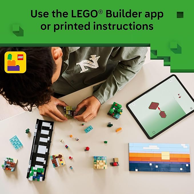 LEGO Minecraft Mini Biomes Building &amp Pretend Play Toy for Boys &amp Girls - Video Game Playset &amp Toy Figures for Preteens Ages 12 + - W/2 Minifigures &amp 3 Microfigures - Gift Idea for Bi