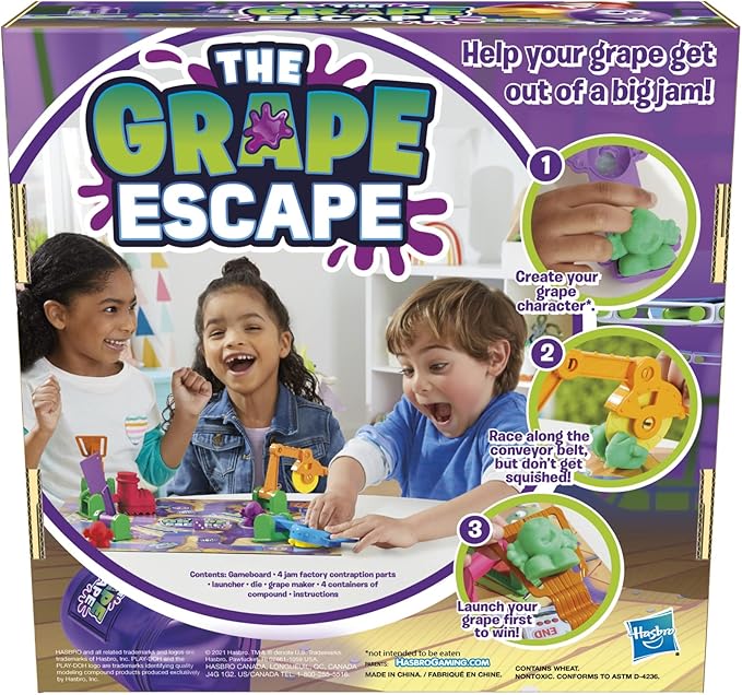 Hasbro Gaming Grape Escape Board Game for Kids Ages 5 and Up Fun Family Game with Modeling Compound