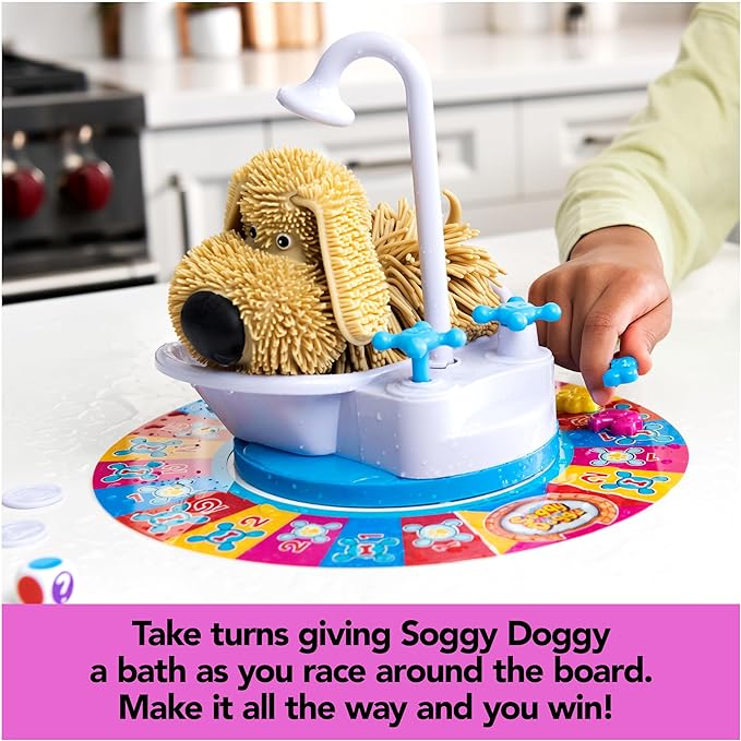 Spin Master Games Soggy Doggy The Award-Winning Wet &amp Silly Kids Board Game for Family Game Night Interactive Dog Toy Screenless Activity for Kids &amp Family 2-4 Players for Ages 4 &amp U