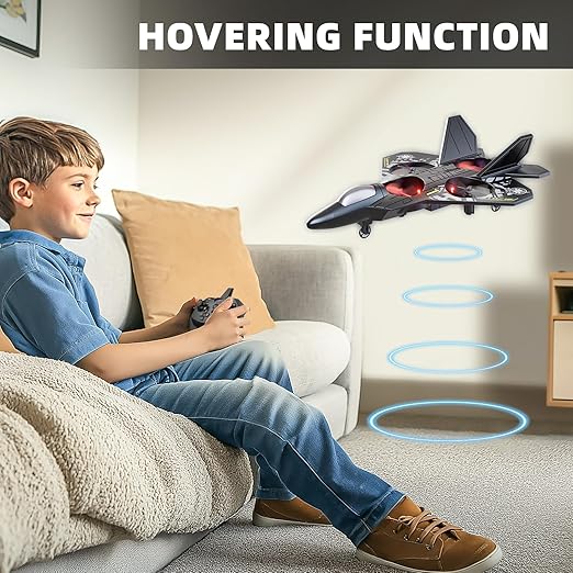 Foam Remote Control Airplane for Kids 8-12 2.4 GHz RC Plane with Colorful Lights 360° Flips and Stunt Roll RC Airplane Toy for Boys and Girls Ages 8-16 Gift for Kids and Adults (Gray)
