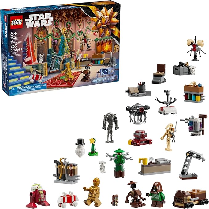 LEGO Star Wars Advent Calendar 2025 Kids Toy - Holiday Countdown Playset with 24 Toys for Boys &amp Girls Ages 6+ - Includes C-3PO &amp BB-8 Figures - Star Wars Gift Idea for Christmas - 75418