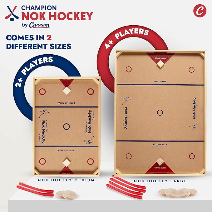 Carrom Champion Nok Hockey Game (Large) — Wooden Board Games for Adults &amp Children — Indoor and Outdoor Games for Family — Sports Board Games