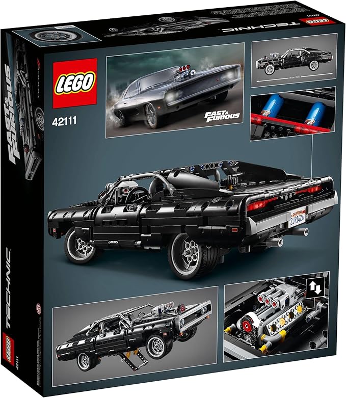 LEGO Technic Fast &amp Furious Dom's Dodge Charger 42111 Building Toy - Racing Car Model Building Kit Iconic Movie Inspired Collector's Set Gift Idea for Kids Teens and Adults Ages 10+