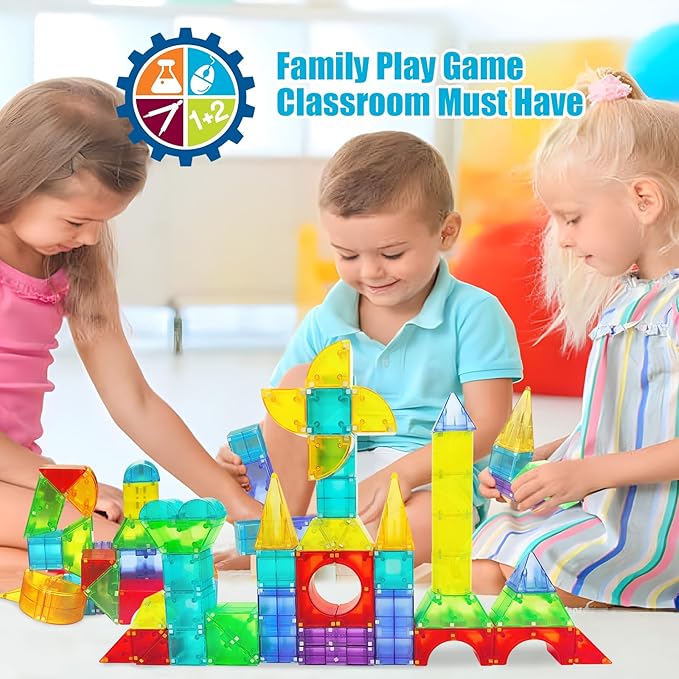 Magnetic Blocks66 Piece Translucent Building Blocks for 3+ Boys Girls Birthday GiftsMulti Shape Magnetic Cubes Preschool Classroom Educational Toys for 3-8 Year Old Kids STEM Activities