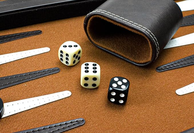 Premium Backgammon Set Backgammon Sets for Adults15 Inches Backgammon Board Games for Adults and Kids Travel Backgammon Set Strategy Game Checkerboard Design Brown
