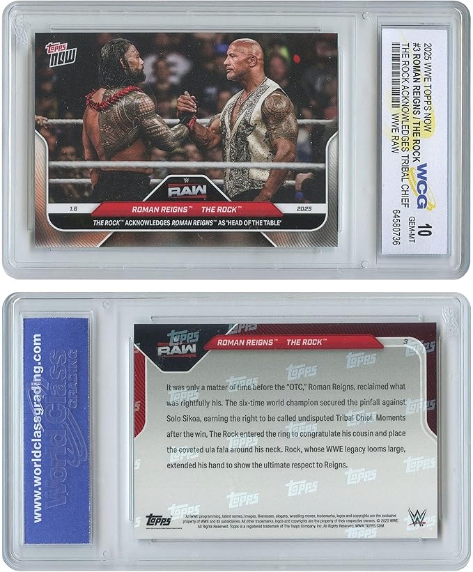 2025 WWE Topps Now Roman Reigns/The Rock Tribal Chief Card #3 - Graded GEM Mint 10