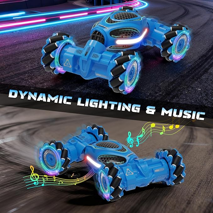 Gesture Sensing RC Stunt Car Remote Control 2.4GHz 4WD Hand Controlled Car Toys for Boys and Girls Ages 6-12 360° Rotating Drift RC Cars with Lights and Music Ideal Birthday and Xmas Gift