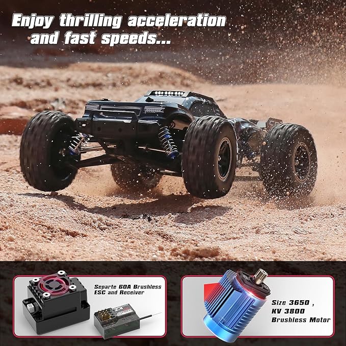 HAIBOXING 2997A Brushless RC Cars 1/12 Scale 4WD Remote Control Truck with Independent ESC Fast RC Cars 45 MPH Max Speed RTR Off-Road RC Car for Adults Boys 3S Batteries Applicable (not Included)