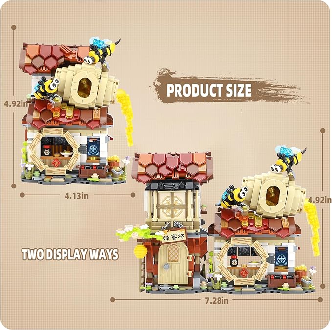 Honey Workshop Mini Building Blocks MOC Creative Building Toys Model Set for 7-9 Years Old Girls Boys 1242 PCS Simulation Architecture Construction Toy Gift Idea for Kids Adults