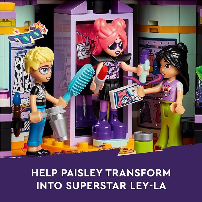 LEGO Friends Pop Star Music Tour Bus Play Together Toy Social-Emotional Musical Toy with 4 Mini-Doll Characters Toy Truck Building Kit Music Gift for 8 Year Old Kids Girls and Boys 42619