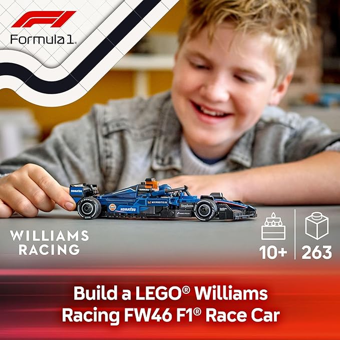 LEGO Speed Champions Williams Racing FW46 F1 Race Car Toy - Building Set for Kids Boys &amp Girls Ages 10+ - Toy Car for F1 Fans - Gift Idea for Birthday - 77249