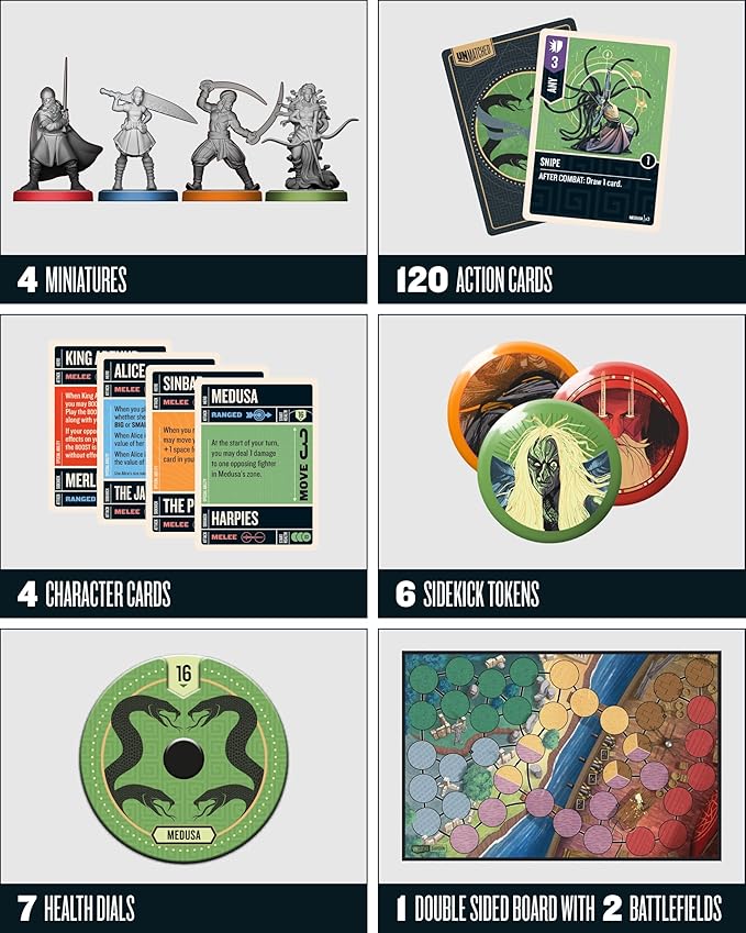Restoration Games Unmatched Battle of Legends Vol 1 - Strategy Board Game for 2 to 4 Players - Expansion with 4 Heroes and Battlefields - 20-40 Min Playtime - Ages 9+