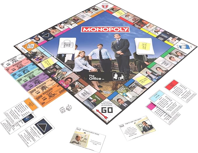 Monopoly: The Office Board Game Featuring World's Best Boss Mug Dundee Award Box of Paper &amp More Buy Sell Trade Scranton’s Locations from Reception to The Conference Room Officially License