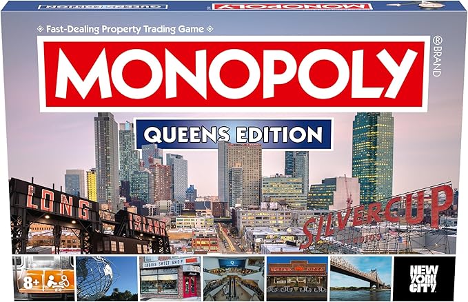 Monopoly Board Game Queens NY Edition : 2-6 Players Family Board Games for Kids and Adults Board Games for Kids 8 and up for Kids and Adults Ideal for Game Night