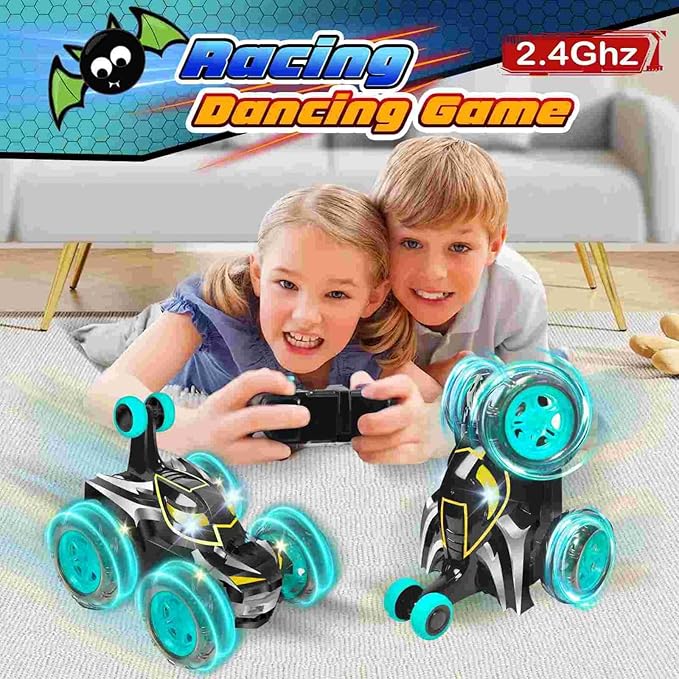 Kids Toys Bat RC Car for Boys 4-7 - Cool Bat Monster Remote Control Crawler Toy 360° Flip Fast Stunt &amp 4WD Light Up Wheel - Fun Boy Gift Idea for Birthday Chirstmas Stuff Age 3 4 5 6 7 8