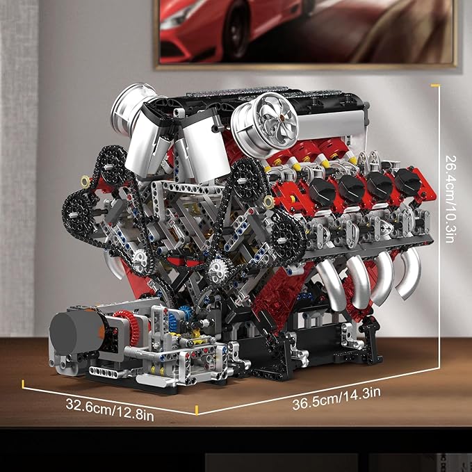 Mould King V8 Engine Building Blocks Sets V8 Engine Model Kit That Runs MOC Engineering Model Building Kit with Battery and Motor 2718 PCS Building Blocks for Adults