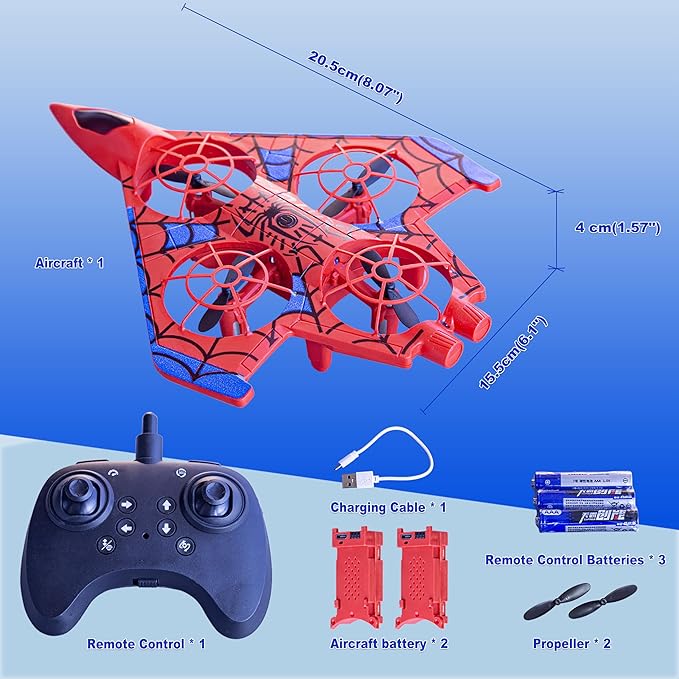 Remote Control AirplaneRC Plane for Adults with LED Lights 360° Flip Fighter Jet Drone Flying Toys Easy to Fly for Beginner 14+ Years Old (Red)