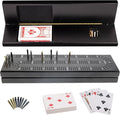 WE Games Wooden Cribbage Board Game Set with Storage Black Stained Continuous 3 Track Card Game for 2-3 Players