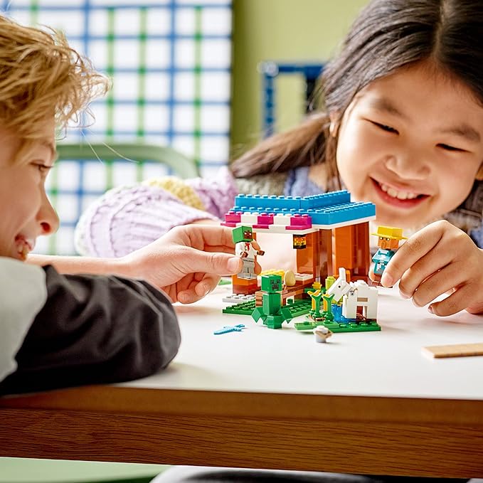 LEGO Minecraft The Bakery Building Kit 21184 Game-Inspired Minecraft Toy Set for Kids Girls Boys Age 8+ Featuring 3 Minecraft Figures and Goat with Village and Treasure Chest Accessories Gift Idea