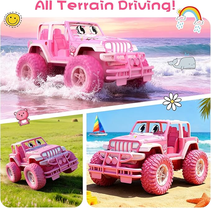 NQD Remote Control Car Rechargeable RC Racing Cars with Stickers 1:16 Scale 80 Min Play 2.4Ghz Off Road Trucks All Terrain Toys Gifts for 3-Year-Old Girls