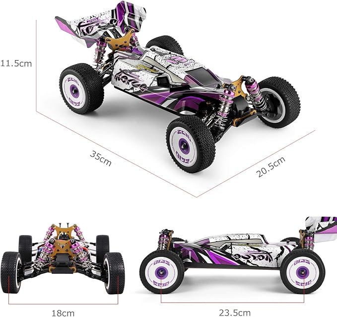GoolRC WLtoys 124019 RC Car 1/12 Scale 2.4GHz 4WD 60km/h High Speed Racing Buggy Drift Car RTR Aluminum Alloy Chassis Zinc Alloy Gear 1 Battery