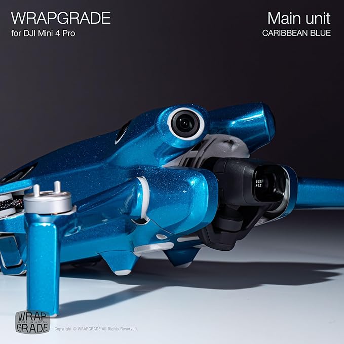 WRAPGRADE Skin Stickers Compatible with DJI Mini 4 Pro | Full Wrap (Caribbean Blue)