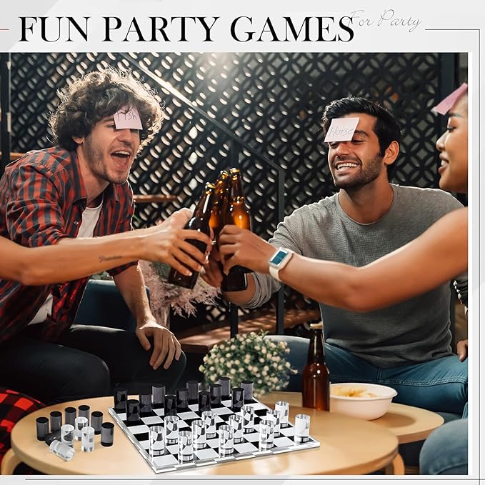 Acrylic Checkers Set 14 x 14 Inch Large Black Clear Modern Cylinder Table Game Board for Adults