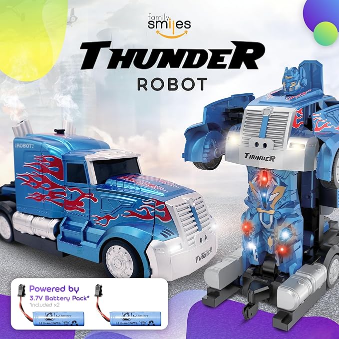Kids Transforming Robot RC Truck Toys Boys Ages 8-13 Remote Control Car 2 Batteries