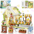 Flower House Building Block for Adults Garden Architecture Building Toy with LED Greenhouse Model Building Set Garden Glass House Building Kit Christmas &amp Ideal Gift for Kids 12+ (1188pcs)