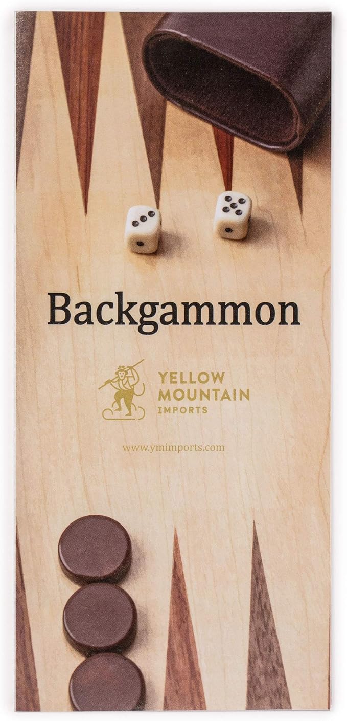 Yellow Mountain Imports Wooden Inlaid Backgammon Set Dorne - with Wooden Playing Pieces and Accessories 13-inch Board