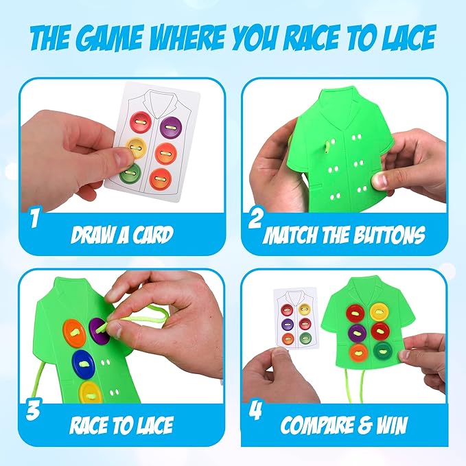Point Games Lacing Cards Sequence Game - Threading. Sewing Button Lace Occupational Therapy Toy Boys &amp Girls Fine Motor Toys Educational Preschool Games for Kids Ages 4+