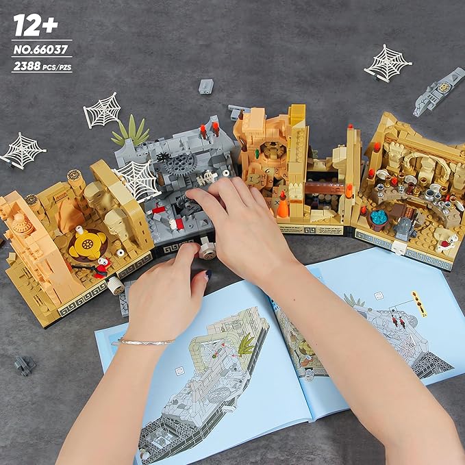 BuicraHub Temple Building Set Ideal for Adult 5-in-1 Construction Toy Includes Gate Three Levels and Holy Grail Scene Building Block Birthday Gift for Kids 8-12 Years Old 2388Pcs