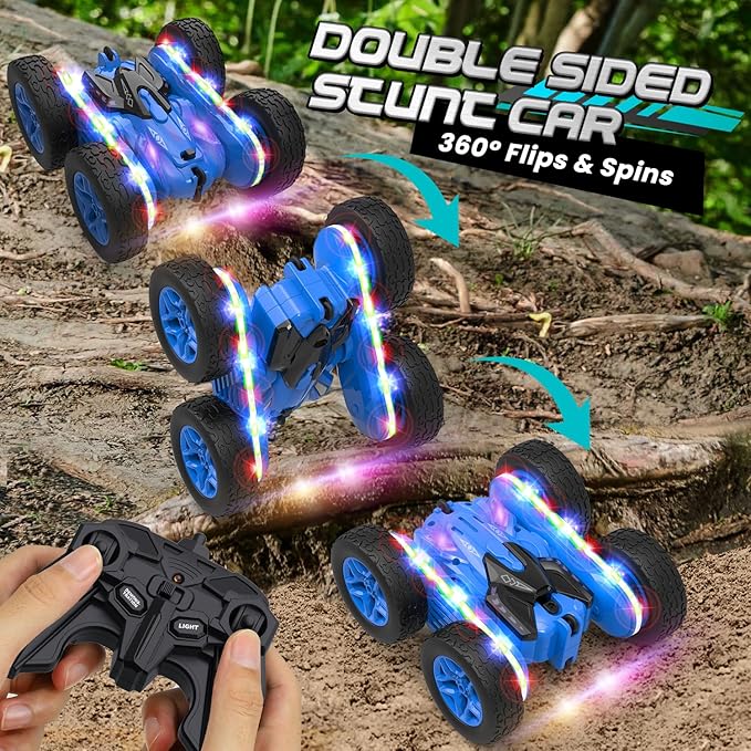 TOY Life Kids Stunt Remote Control Car 2.4G HZ Remote Control Cars RC Stunt Car Remote Control Toys for Boy &amp Girl RC Stunt Car Double Sided 360° Rotating Cars Birthday for Kids
