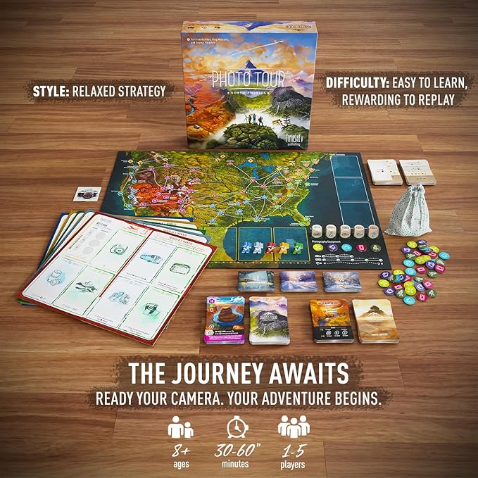 Photo Tour: North America – Family Board Game for Kids and Adults | Travel Strategy Game | Ages 8+ | Easy to Learn | 1–5 Players | Fun for Game Night &amp Educational Play