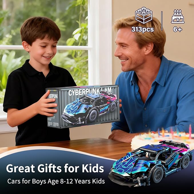 Sports Car Building Block Set for Boys &amp Adults 1:18 Cyberpunk Race Car Model Kit MOC Collectible Supercar Toy Birthday Gifts for Kids Boys Girls Teens Age 8-12 14+