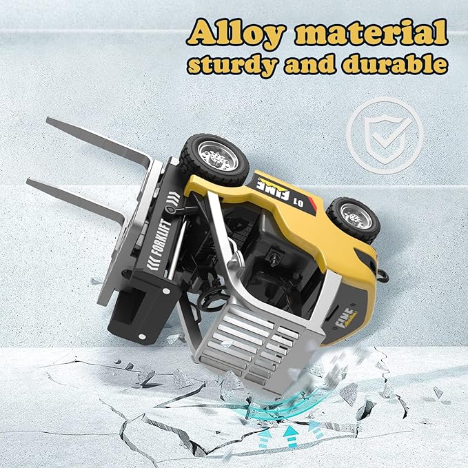 1/64 RC Forklift ToyToys for 6 7 8 9 Year Old Kids Boys2 in 1 Transformable Lift Fork &amp Hook with Lights &amp SoundsRemote Control Car with TrailerRC Construction Toys Kids Gifts