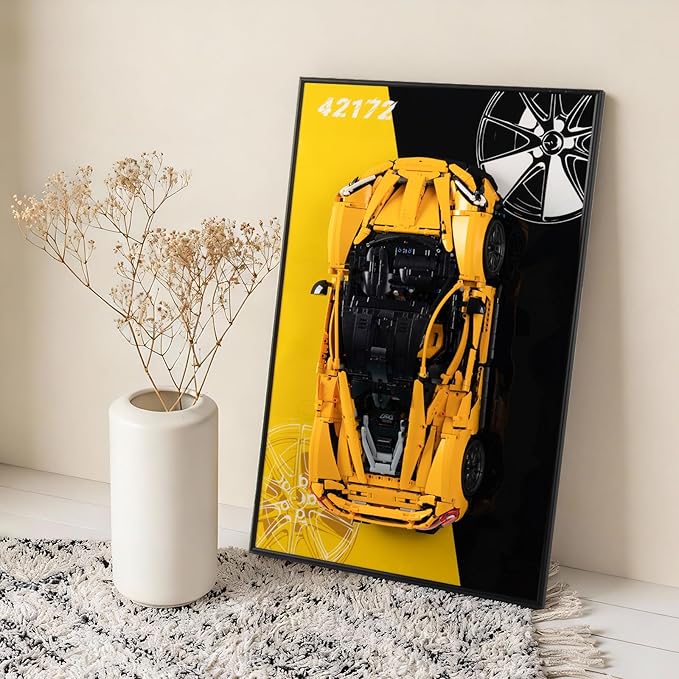 Kyglaring Display Wallboard Compatible with Lego Technic Ferrari Model Car Kit Building Set 42172