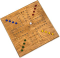 Handmade - Real Wood - Wahoo/Marbles 16x16 inch Board w/Marbles &amp dice - 4 Player (Stained)
