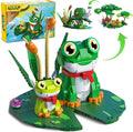 3 in 1 Animals Frog Family Building Set - Animal Figures with 3 Building Options Create Frog Turtle or Snail Family - Educational Toy Birthday Gift for Girls and Boys Ages 6+