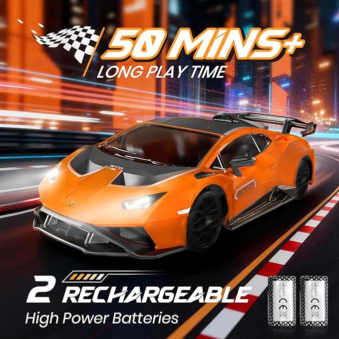 Lamborghini Remote Control Car 1:18 Scale Officially Licensed Lamboghini Toy Car Cool RC Cars Toys for 4 5 6 7 8 9 10 11 12 Year Old Boys Kids Adults Gifts15km/h Fast RC Drift Car (Orange)