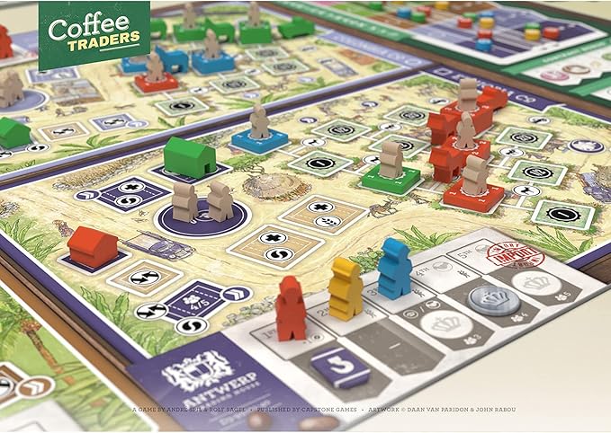 Capstone Games Coffee Traders Board Game for 3-5 Players - Economic Strategy and Trading Focused Euro Style Gameplay with Market Competition and Resource Management Depth | 120 Min Playtime | Ages 12+
