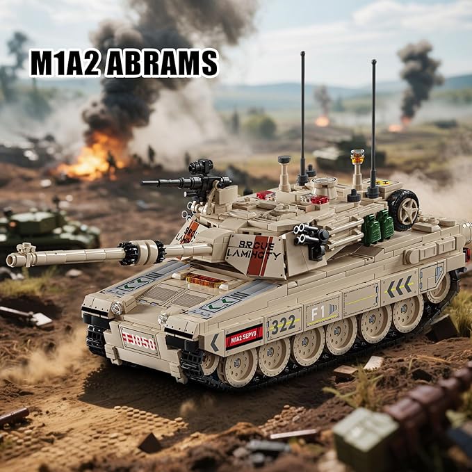 M1A2 Abrams Tank Building Set for Adults-Compatible with Lego Tank Collectible Army Model Gift Ideal for Military Enthusiasts (1002 PCS)