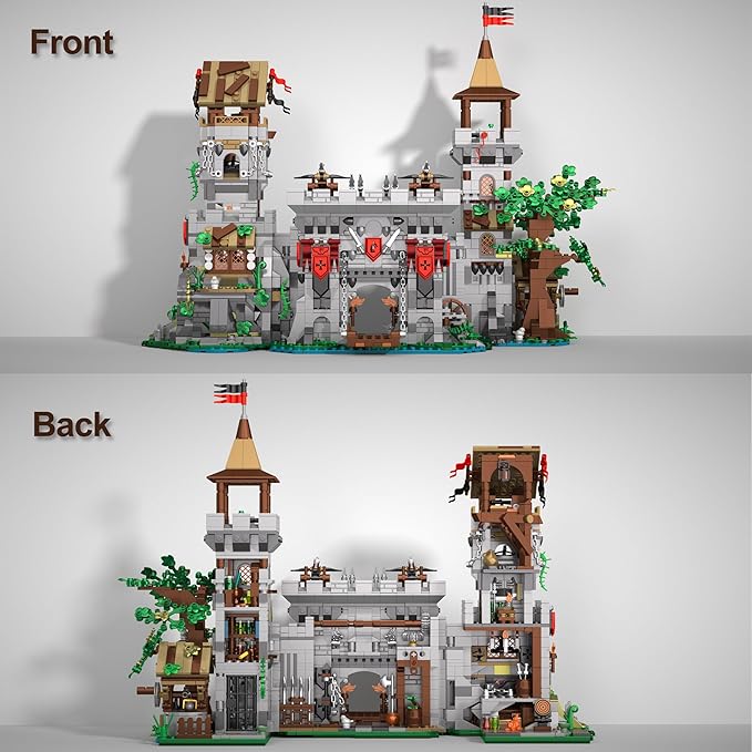Medieval Castle Building Blocks for Adults Toy Buildings Set 2 in 1 Folding Model Kits for Teens Boy Girl 14+ Home Office Decor Birthday Knight's Fortress 2568PCS