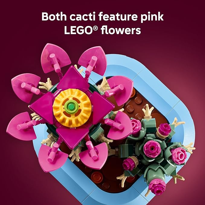 LEGO Botanicals Flowering Cactus Building Toy - Crafting Kit for Girls &amp Boys Ages 9+ - Gift for Birthdays - Cactus Room Decor for Display for Bedroom or Book Shelf - 11509