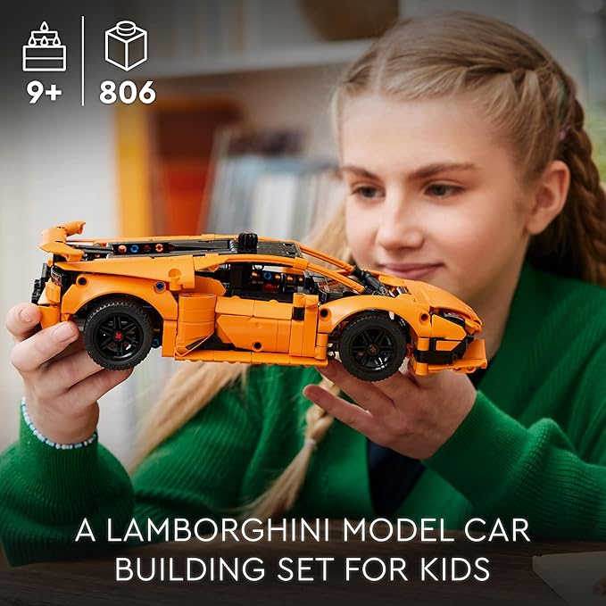 LEGO Technic Lamborghini Huracán Tecnica Orange Toy Cars - Building Toys for Boys &amp Girls Ages 9+ - Gift for Easter Basket - Kids Bedroom and Desk Decor - 42196