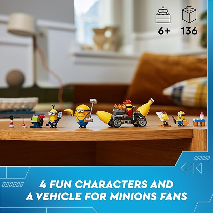 Lego Despicable Me 4 Minions and The Banana Car Playset to Despicable Me 4 Kids Toy Creative Minions Gift for Boys and Girls from 6 Years 75580