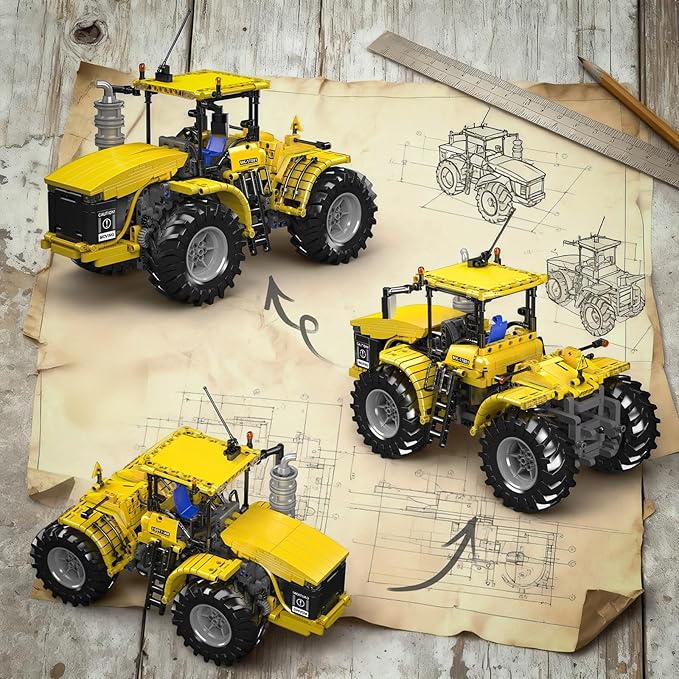 Mould King 17081 Tractor Technique Building Set 4x4 Toy Car Challenger Articuated Tractor Construction Vehicle Toys DIY Engineering Model Sets for Age 14+/Adult(1300 Pieces)
