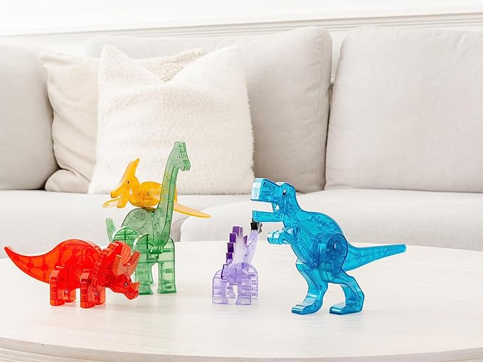 MAGNA-TILES Dinos 5-Piece Magnetic Construction Set The ORIGINAL Magnetic Building Brand