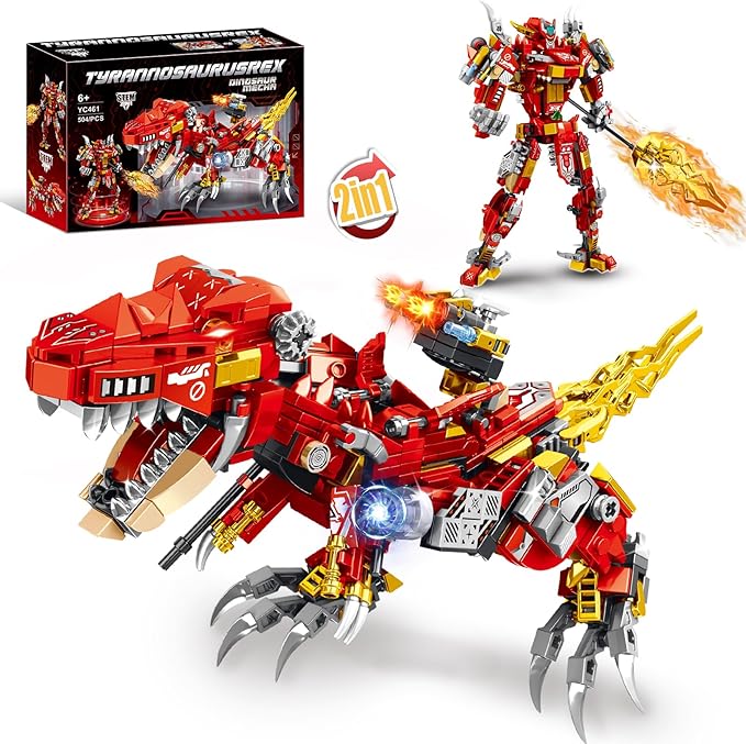 STEM 2 in1 Tyrannosaurus Dinosaur Building Kits Compatible with Dinosaur Set Transforming Mech Robot Building Sets for Adults Educational Gift Toy for Kids Boys 6-10 (504 PCS)